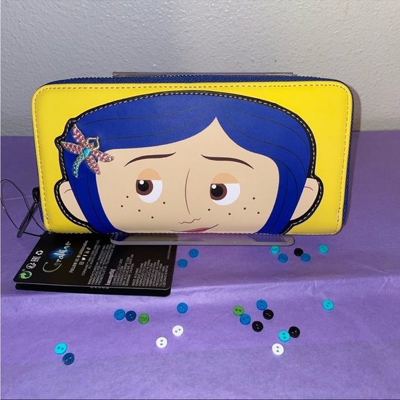 Loungefly Coraline Raincoat and Coraline Doll Portal Wallet & Button Key - Picture 3 of 11